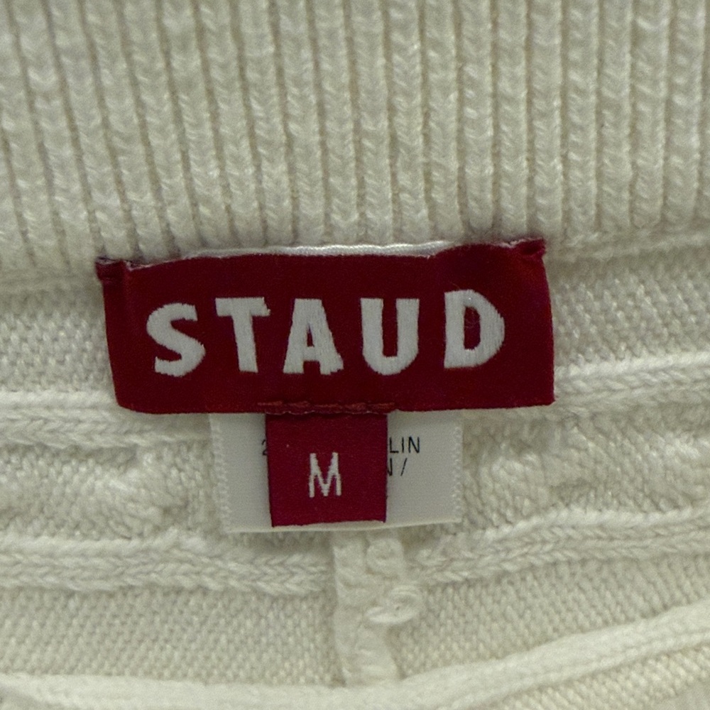 STAUD High Waist Cable Knit White Shorts - Picture 4 of 5
